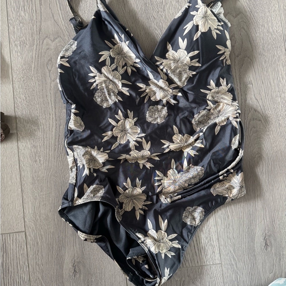 Roxy Black and White Floral Kids One Piece